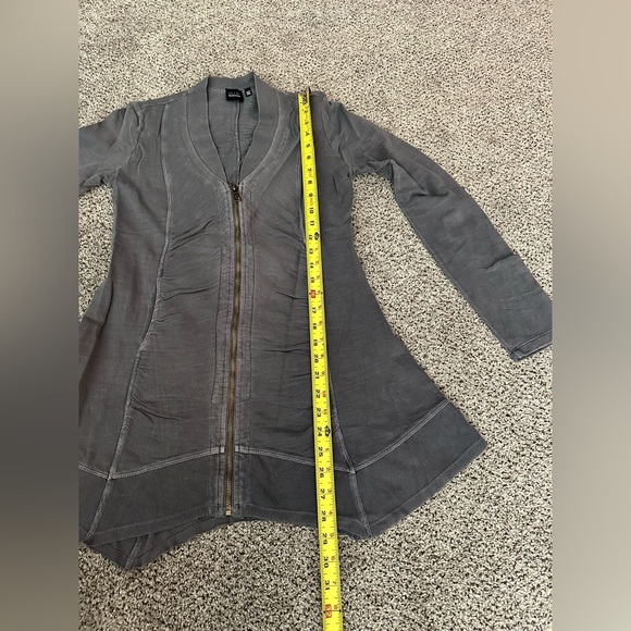 BLUE SAKS FIFTH AVE XS BLUE KNIT ZIP UP TUNIC TOP JACKET - Picture 9 of 11